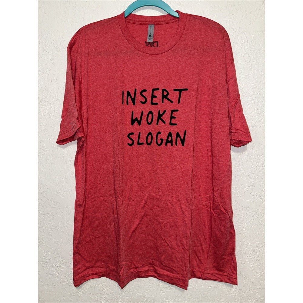 Next Level Mens XXL Red Insert Woke Slogan Graphic T-Shirt Short Sleeve Tee - Picture 4 of 13